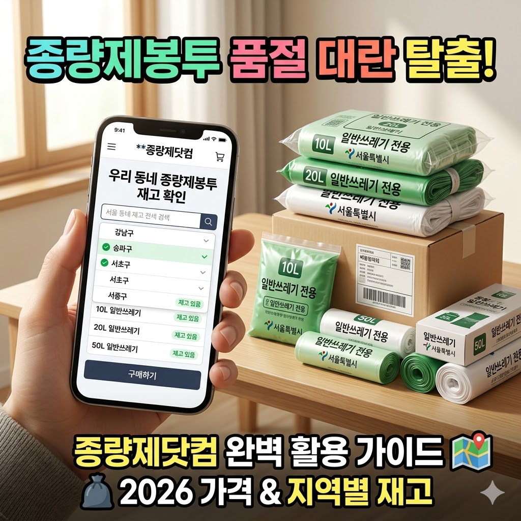 종량제봉투 품절 대란! 종량제닷컴 구매 방법 및 지역별 재고 확인 가이드